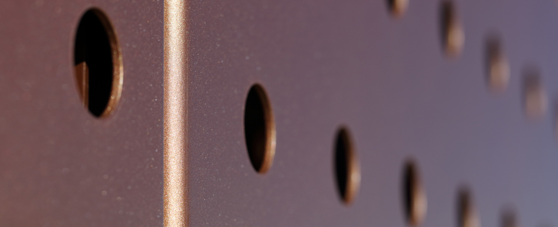 Detail Lochung Fassade in Duraflon Bright Copper